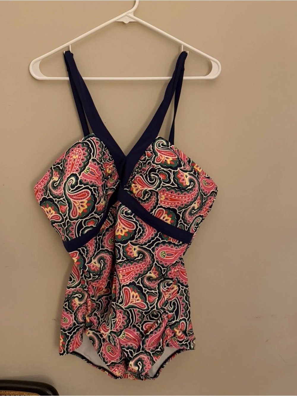 Boden Women's Corsica V-Neck One Piece Swimsuit in Paisley Size 20-22L